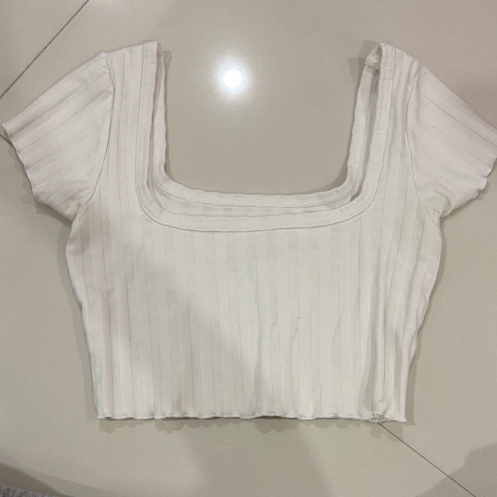 American Eagle/Aerie Outfitters White Ribbed Crop Top